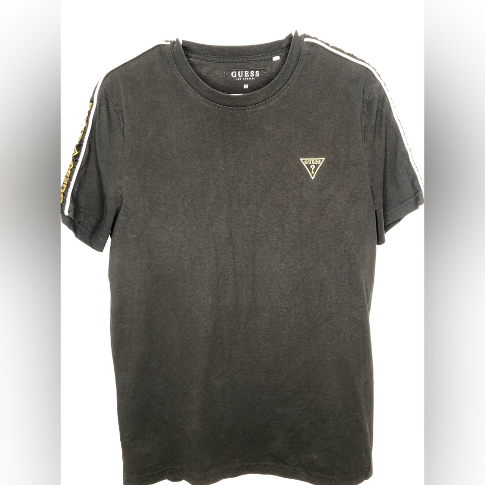 Guess Men’s T-shirt— Black/Gold— Medium